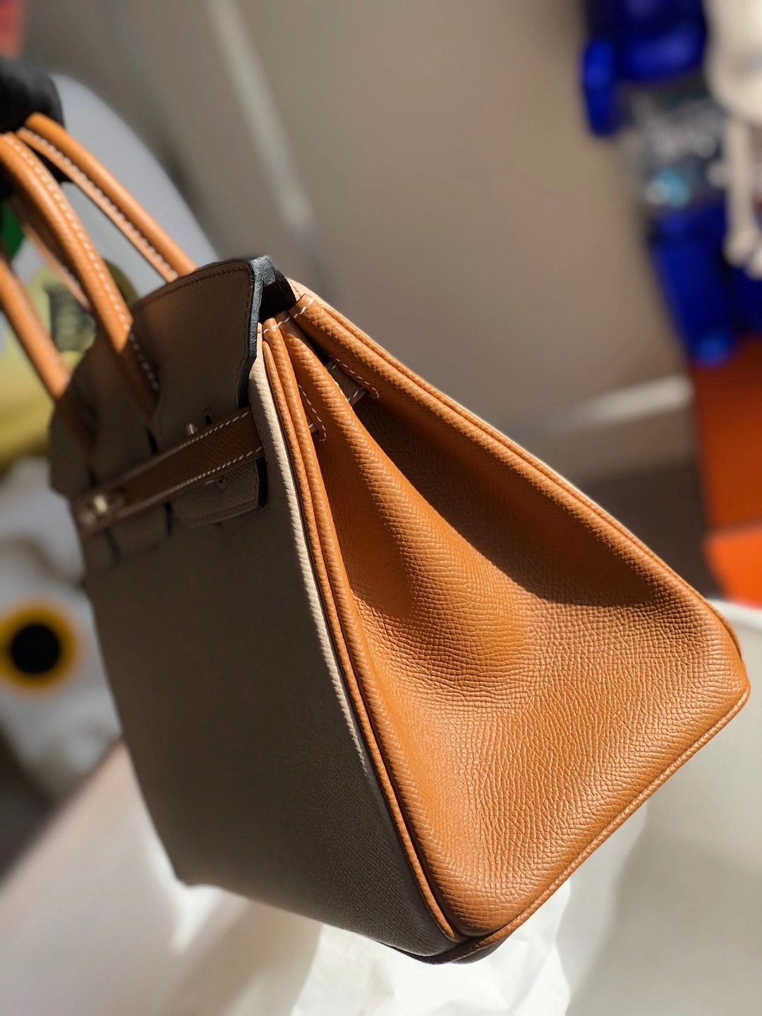 Hermes Birkin 25cm Hss Epsom S2 Trench 風衣灰 拼色 37 gold 金棕色