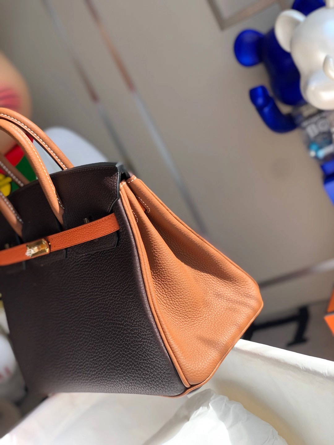 Hermes Birkin 25cm Hss Togo 47 chocolate 巧克力色 拼 37 gold 93 Orange