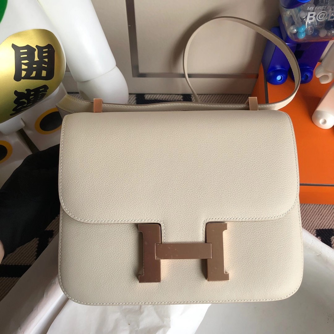 愛馬仕康康空姐包多少錢 USA Hermes Constance 24cm Evercolor 8L Beton 奶油白