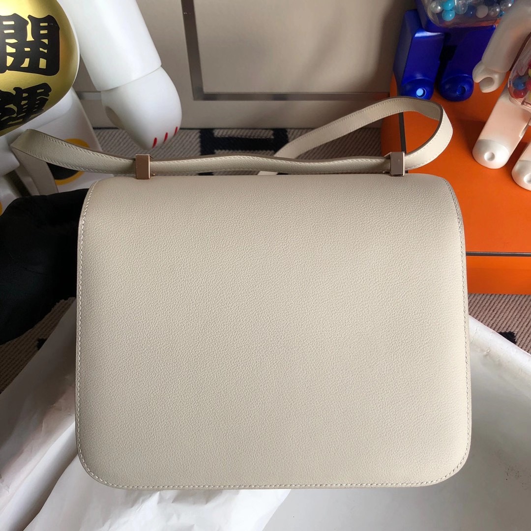 愛馬仕康康空姐包多少錢 USA Hermes Constance 24cm Evercolor 8L Beton 奶油白