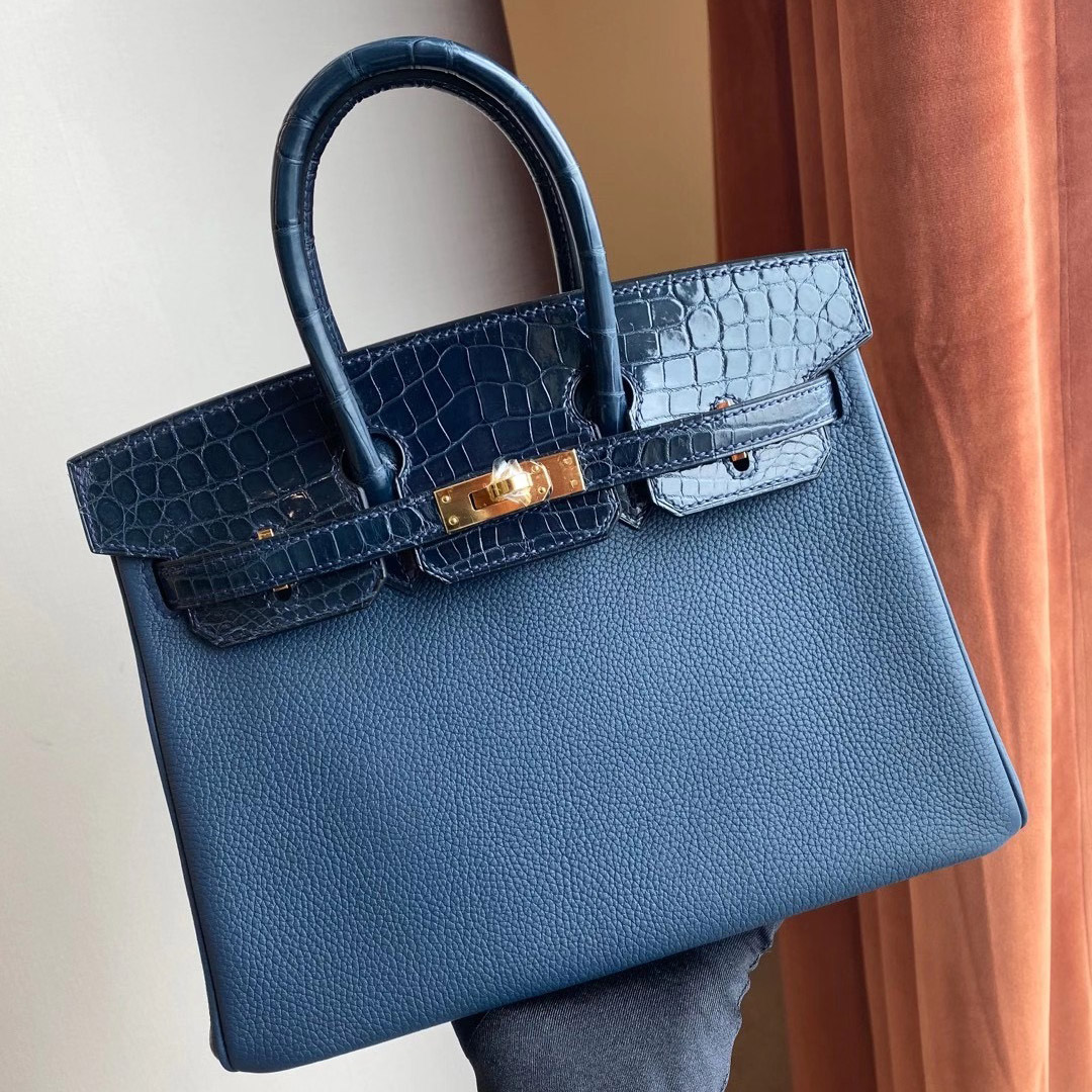 Hermès Birkin 25cm Touch 73 Blue Sapphire 寶石藍 拼 76 深海藍 Blue Indigo