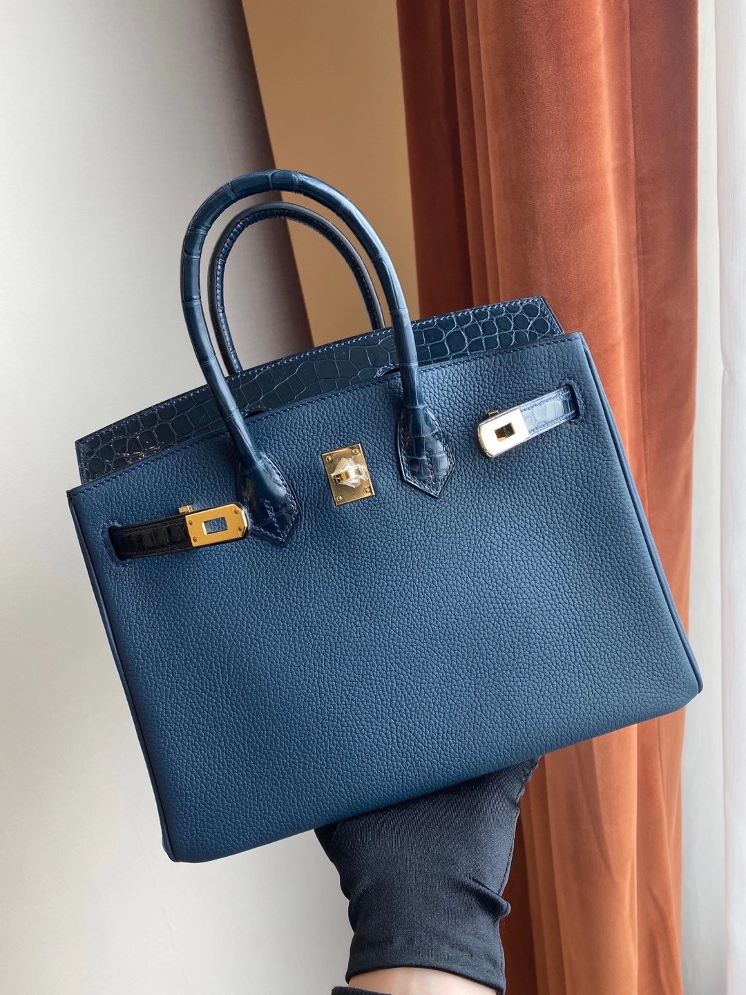 Hermès Birkin 25cm Touch 73 Blue Sapphire 寶石藍 拼 76 深海藍 Blue Indigo