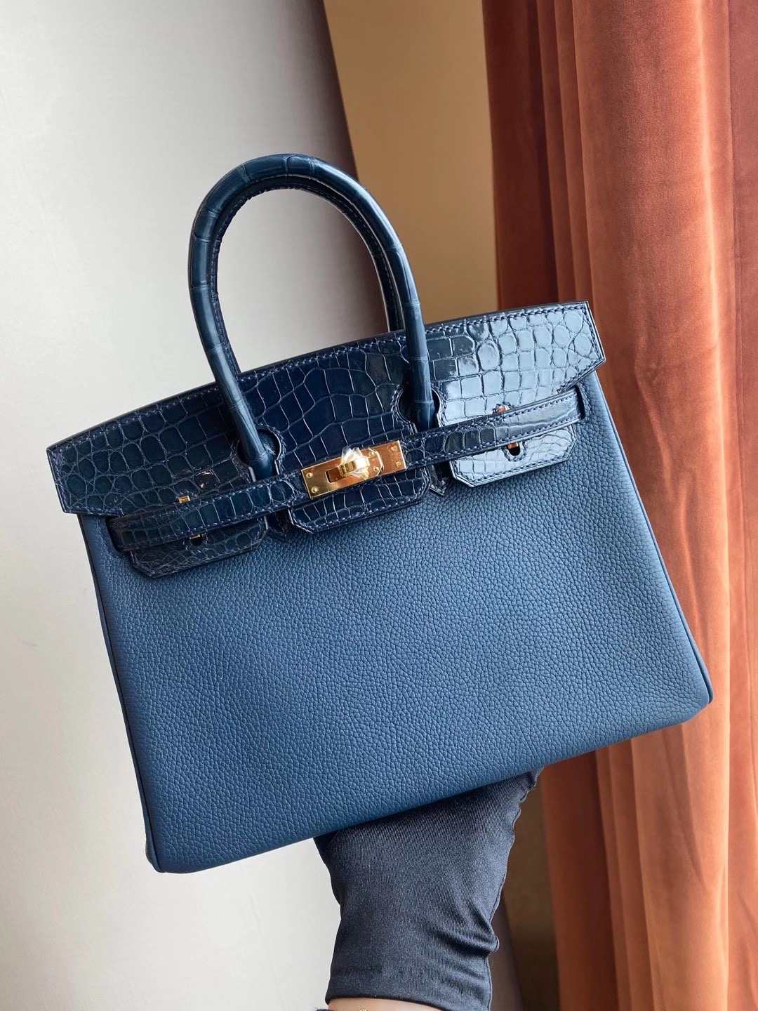 Hermès Birkin 25cm Touch 73 Blue Sapphire 寶石藍 拼 76 深海藍 Blue Indigo