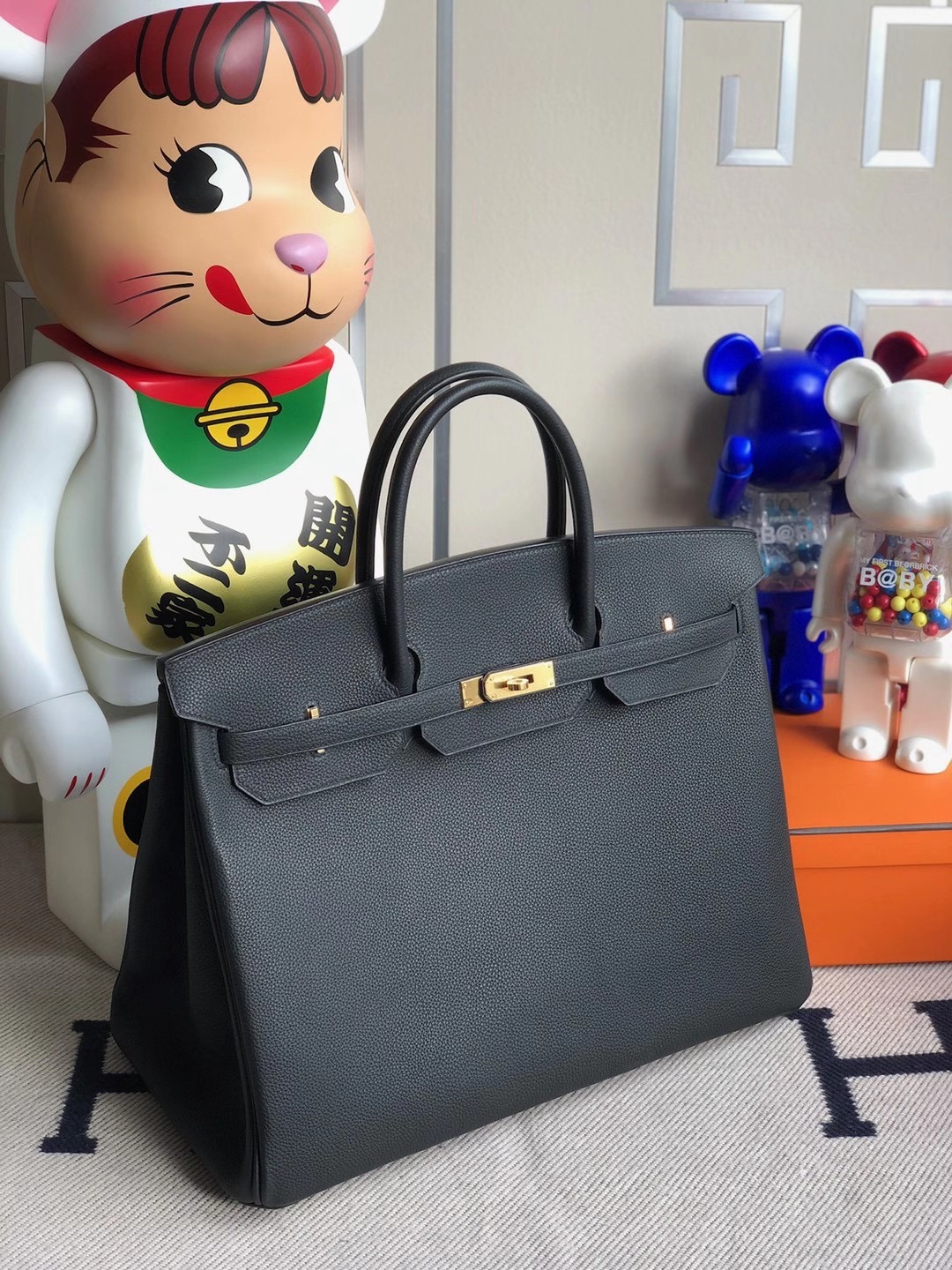 愛馬仕birkin 黑金40多少錢 Hermes Togo Birkin 40cm CC89 Noir Gold Hardware