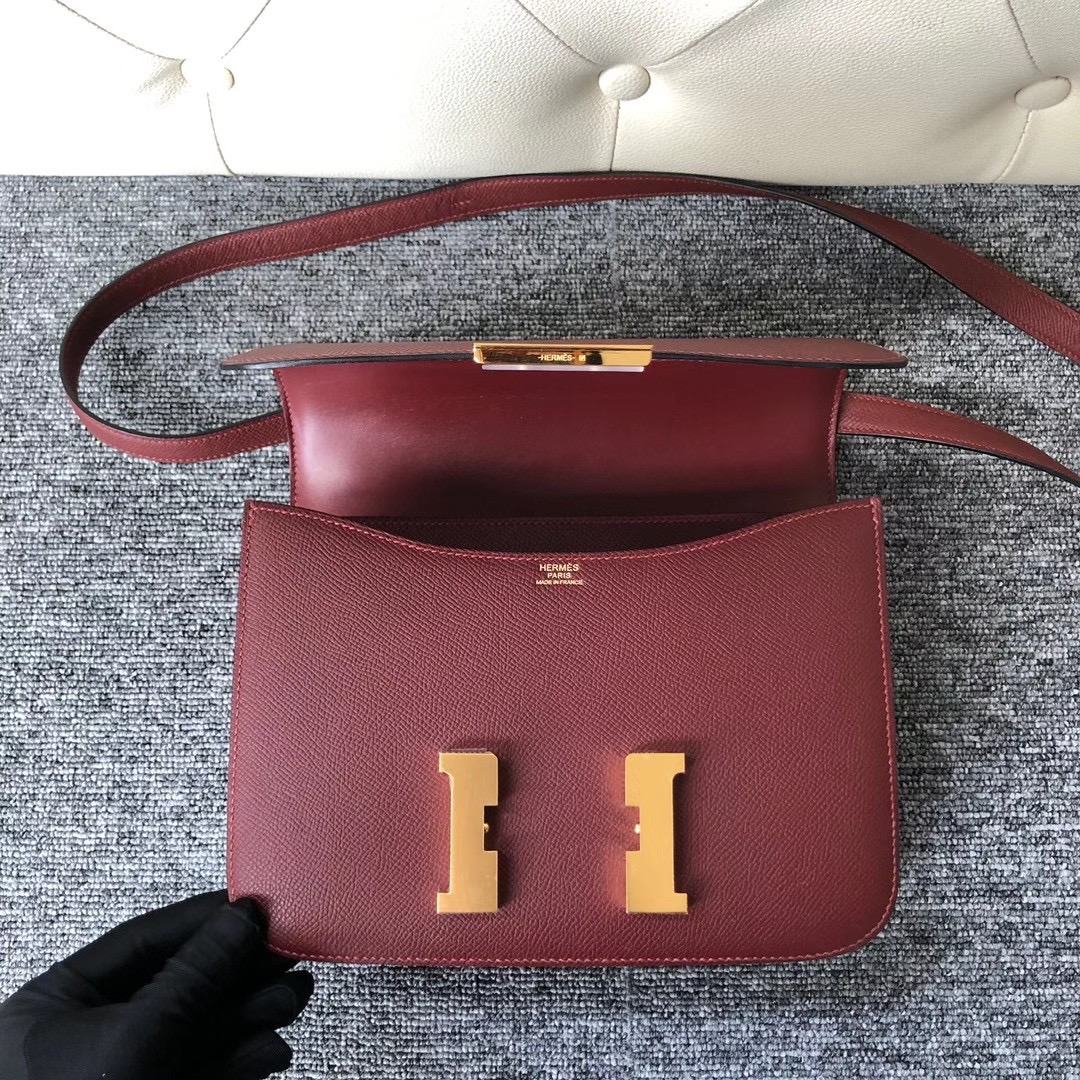 愛馬仕康斯坦空姐包多少錢一個 Hermes Constance 24cm 55 Rouge H Epsom