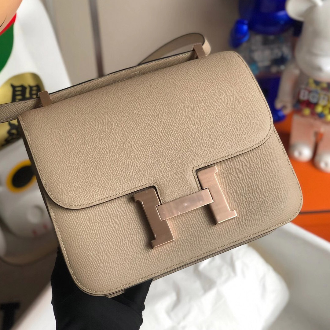 Hermes Constance 24cm Epsom S2 風衣灰 Trench 內拼 14 Beige 杏色 玫瑰金扣