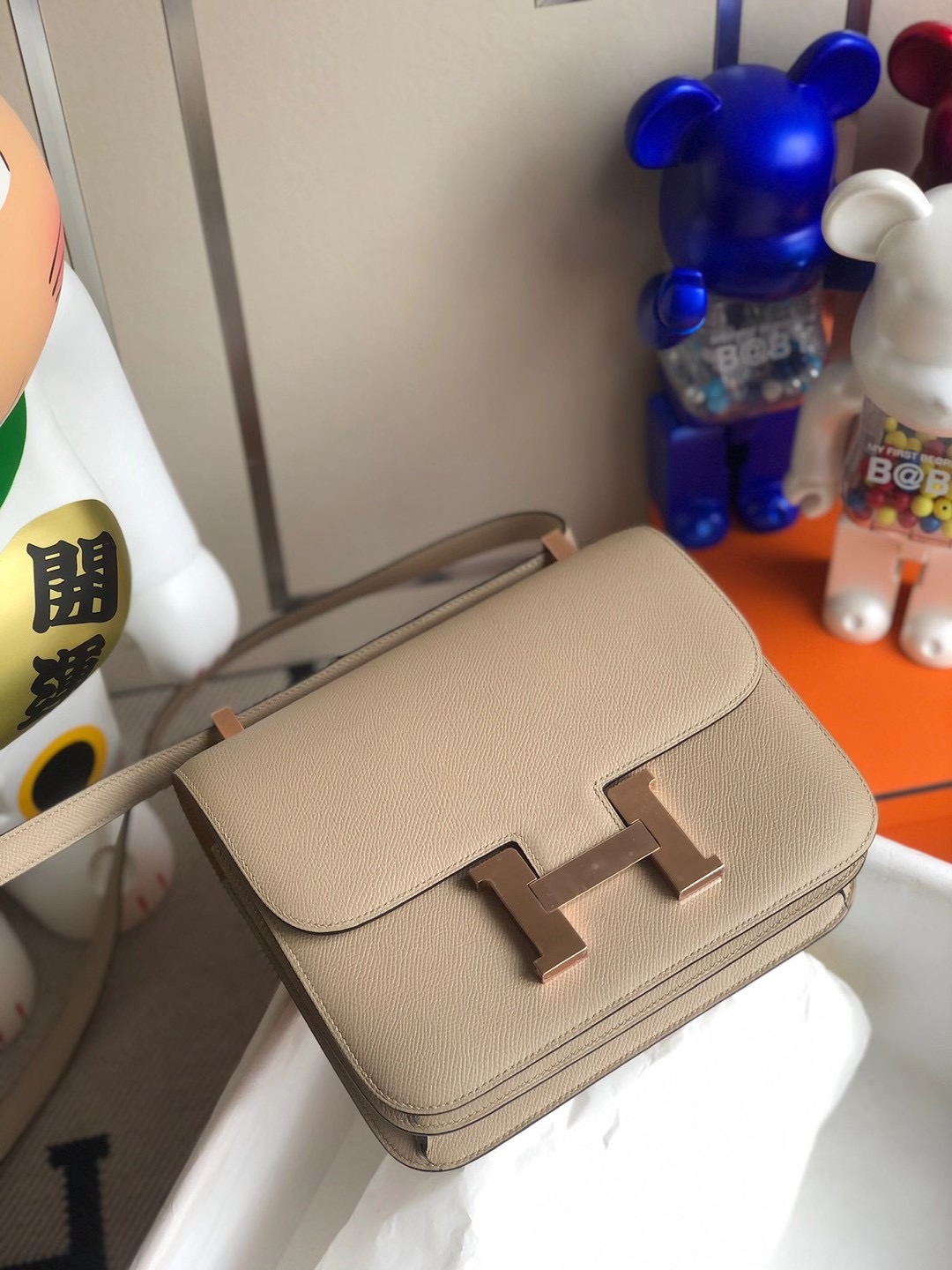 Hermes Constance 24cm Epsom S2 風衣灰 Trench 內拼 14 Beige 杏色 玫瑰金扣