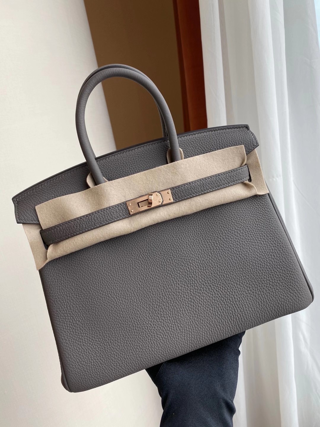 香港深水埗區荔枝角 Hong Kong Hermes Birkin 25cm Togo 8F Etain 錫器灰 玫瑰金