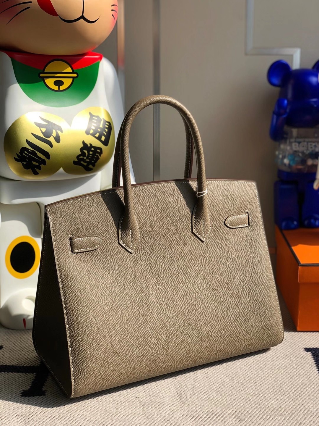 愛馬仕2021年新刻印 Z刻印 愛馬仕外縫鉑金包 Hermes Birkin 30cm Sellier Epsom CC18大象灰