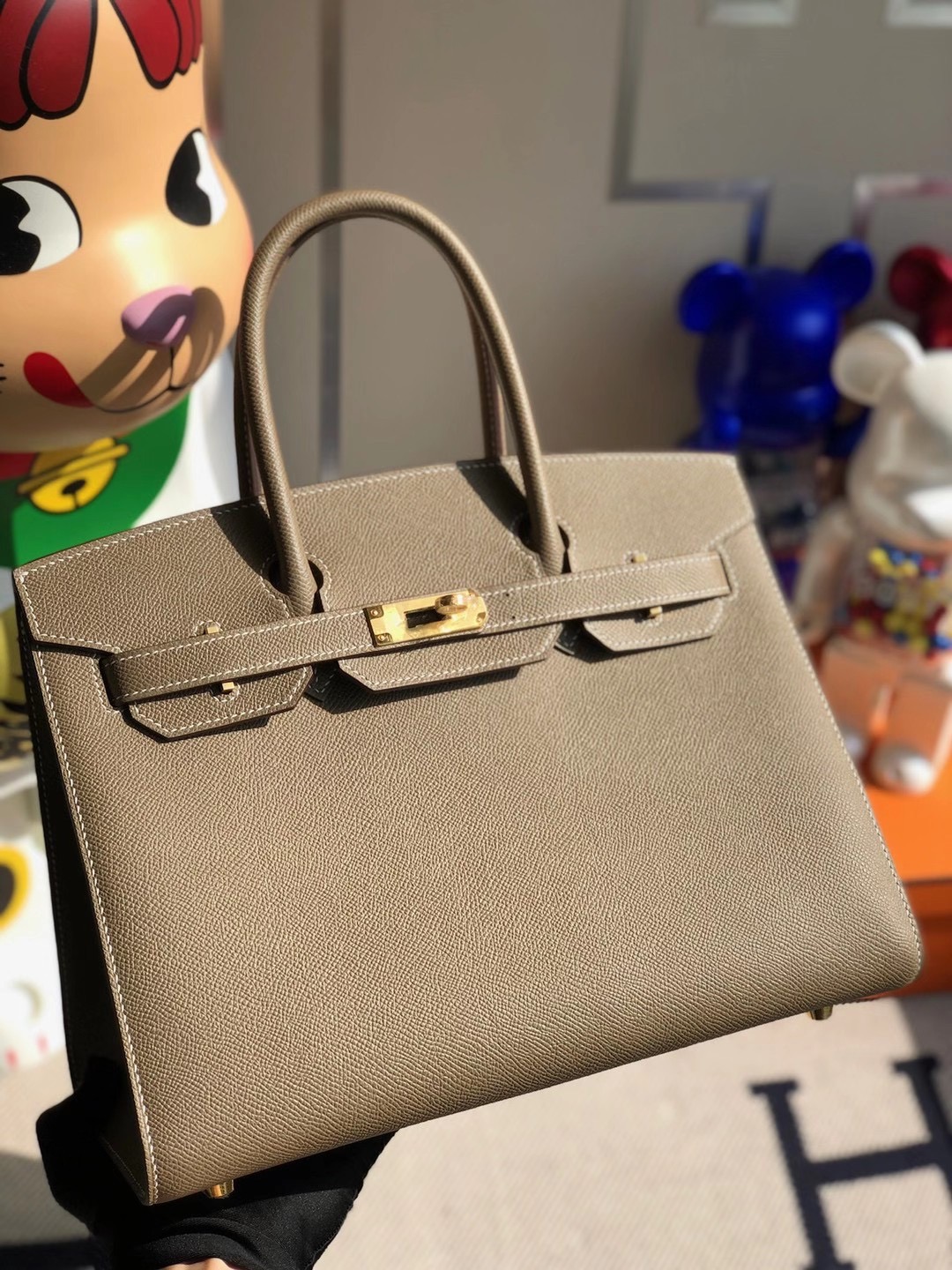 愛馬仕2021年新刻印 Z刻印 愛馬仕外縫鉑金包 Hermes Birkin 30cm Sellier Epsom CC18大象灰