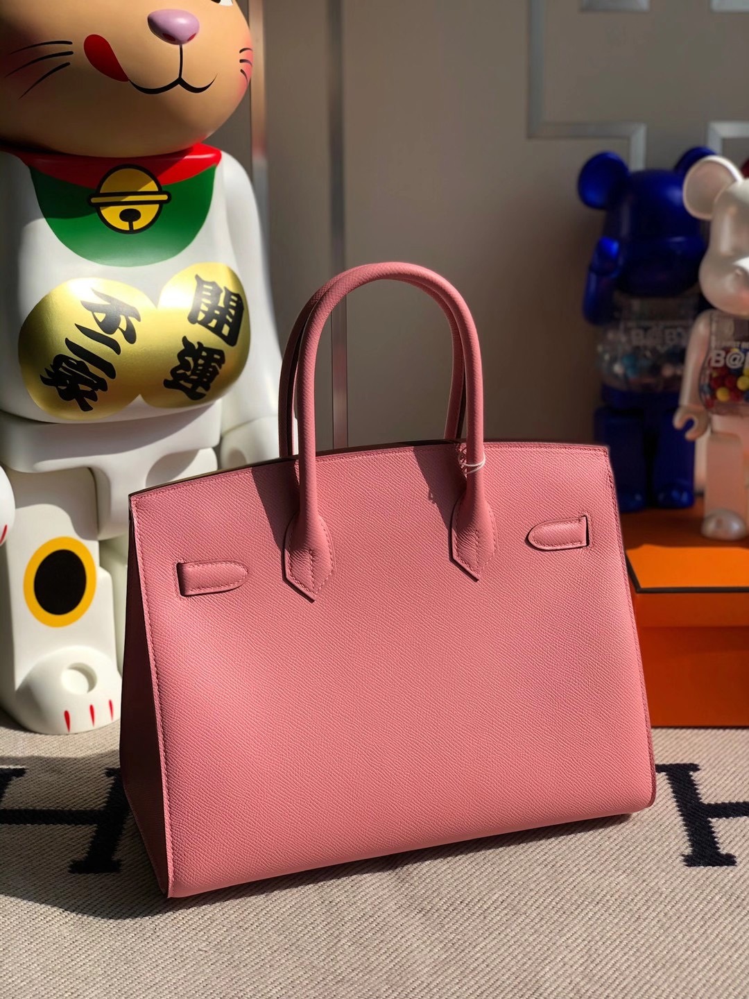 Hermes Birkin 30cm 1Q Rose Confetti 奶昔粉 Sellier Epsom 全手工縫制 外縫 金扣