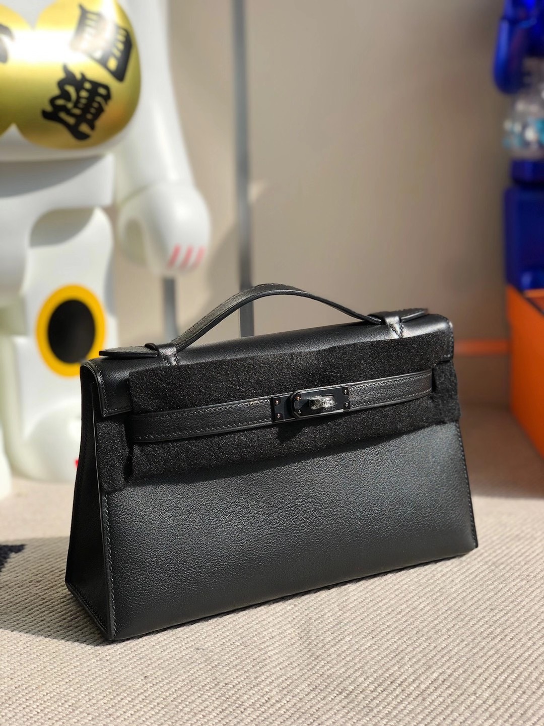 2021年 刻印 Z 刻印 Hermes MiniKelly Pochette Swift 89 Noir 黑色 黑扣