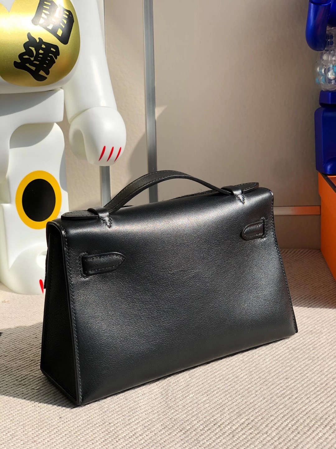 2021年 刻印 Z 刻印 Hermes MiniKelly Pochette Swift 89 Noir 黑色 黑扣