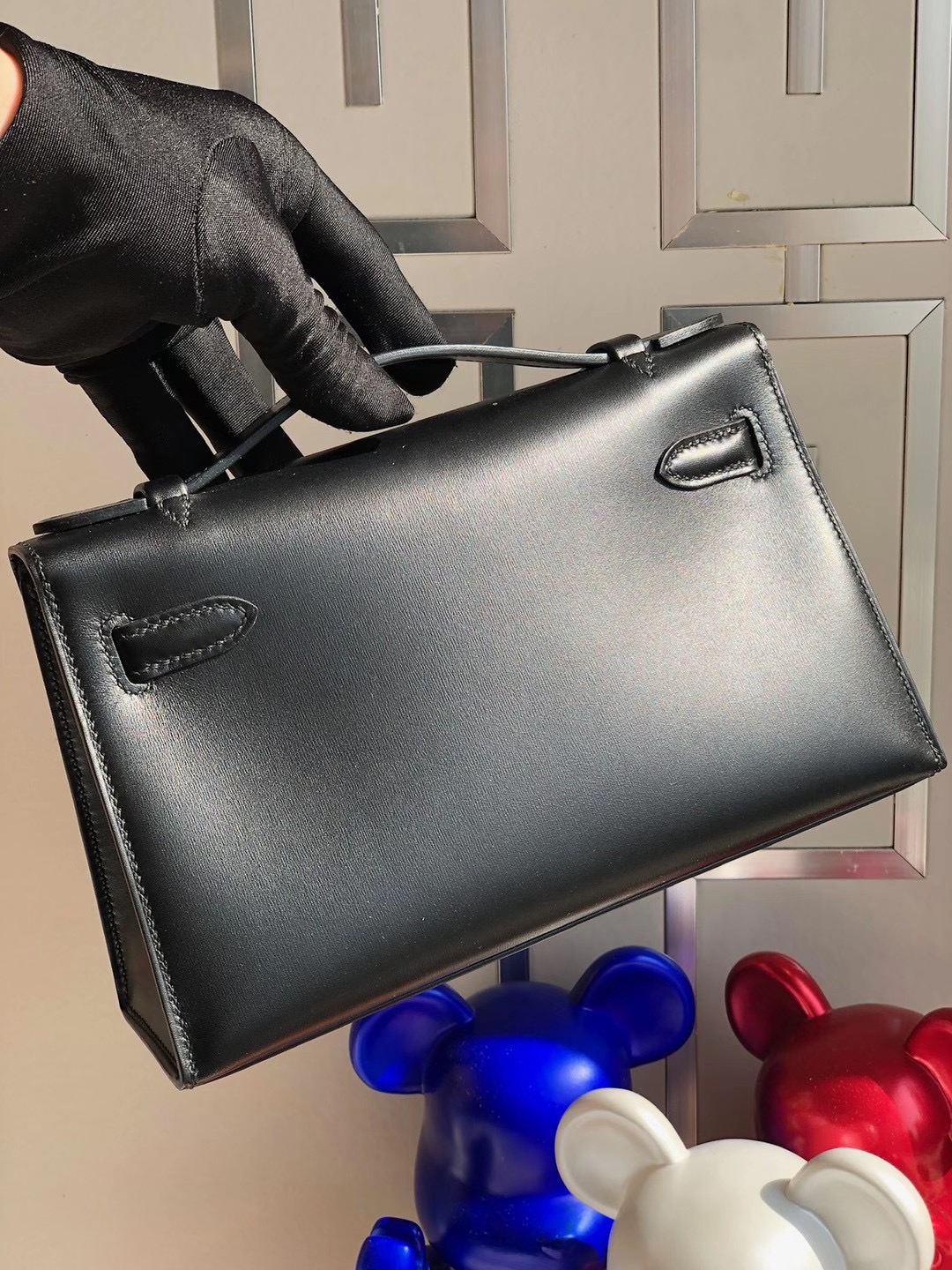 2021年刻印 Z 刻印 Hermes MiniKelly Pochette 22cm Box 89 Noir 黑色 黑扣