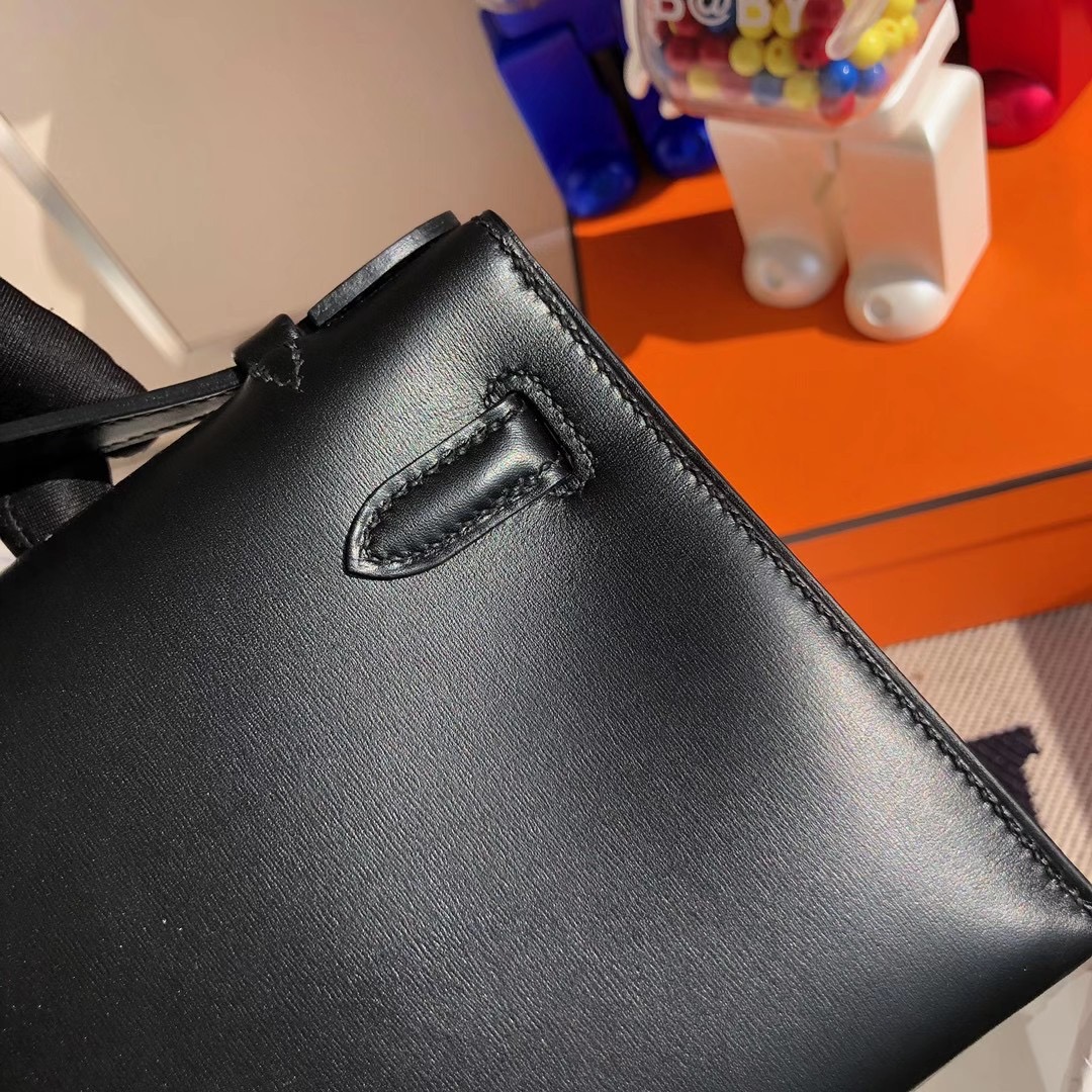 2021年刻印 Z 刻印 Hermes MiniKelly Pochette 22cm Box 89 Noir 黑色 黑扣