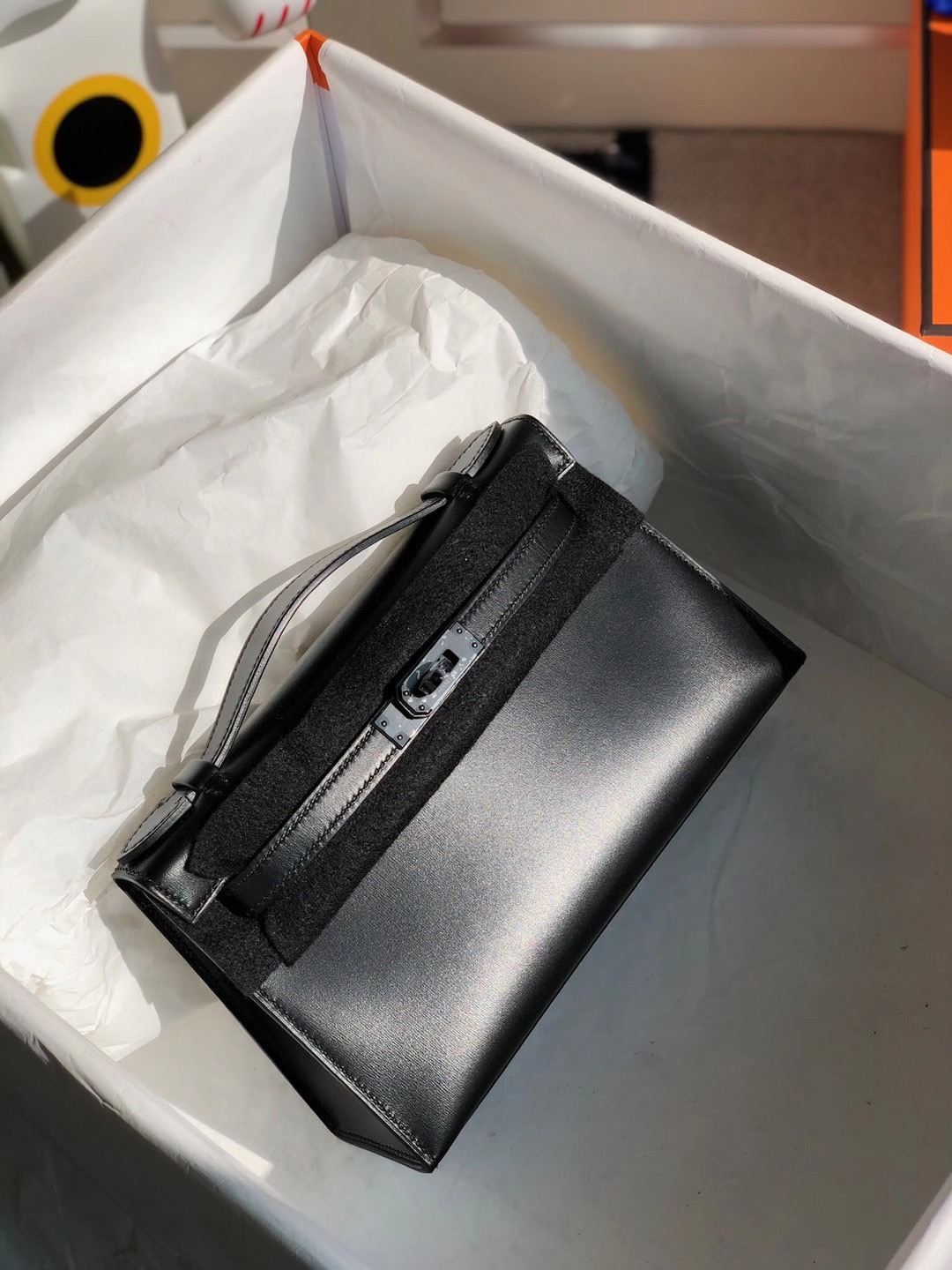 2021年刻印 Z 刻印 Hermes MiniKelly Pochette 22cm Box 89 Noir 黑色 黑扣