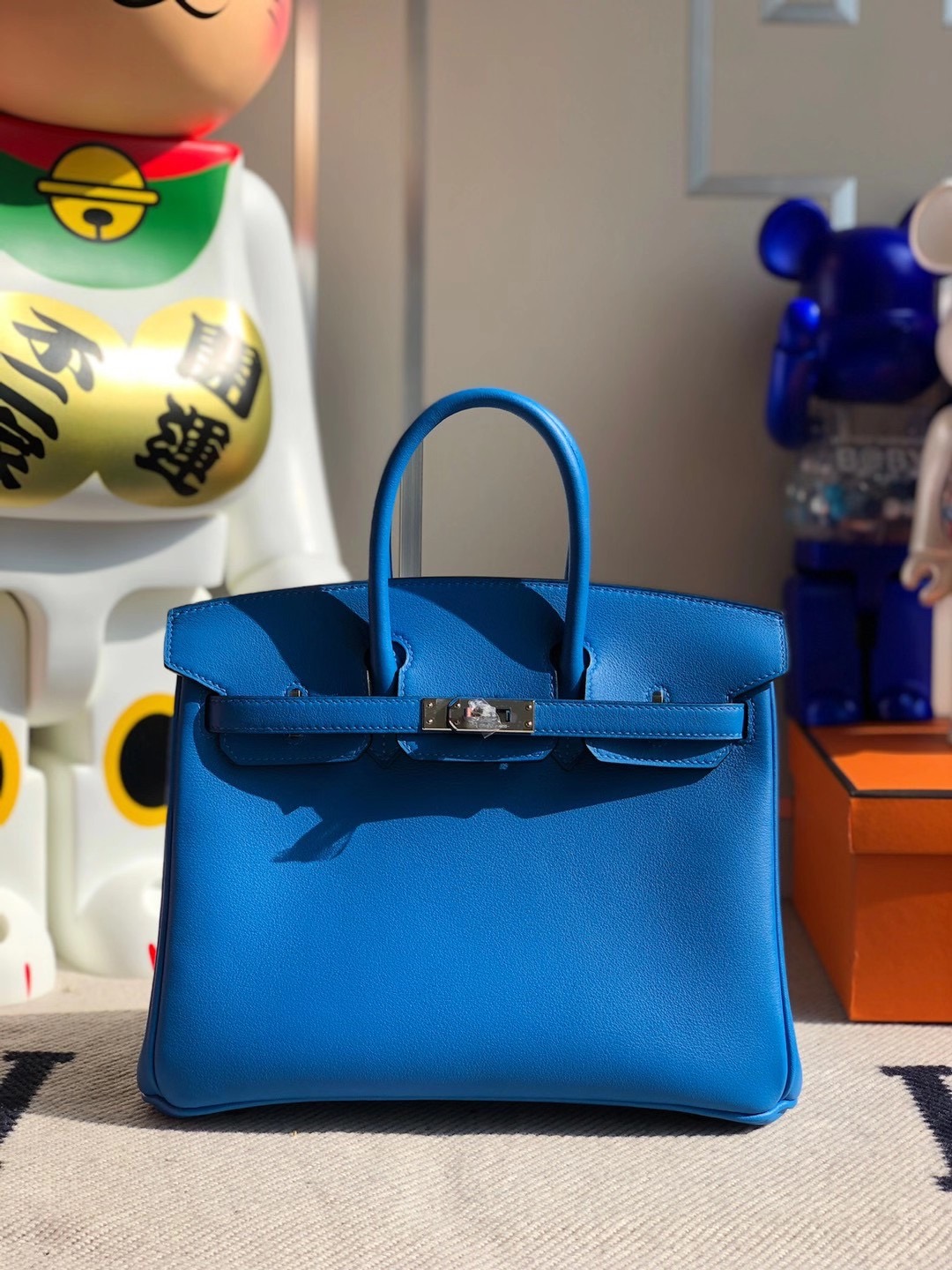 香港沙田區大圍 愛馬仕2021年刻印 Z 刻印 Hermes Birkin 25cm Swift T7 Blue Hydra 水妖藍