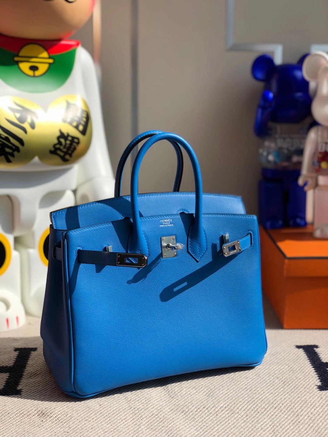 香港沙田區大圍 愛馬仕2021年刻印 Z 刻印 Hermes Birkin 25cm Swift T7 Blue Hydra 水妖藍