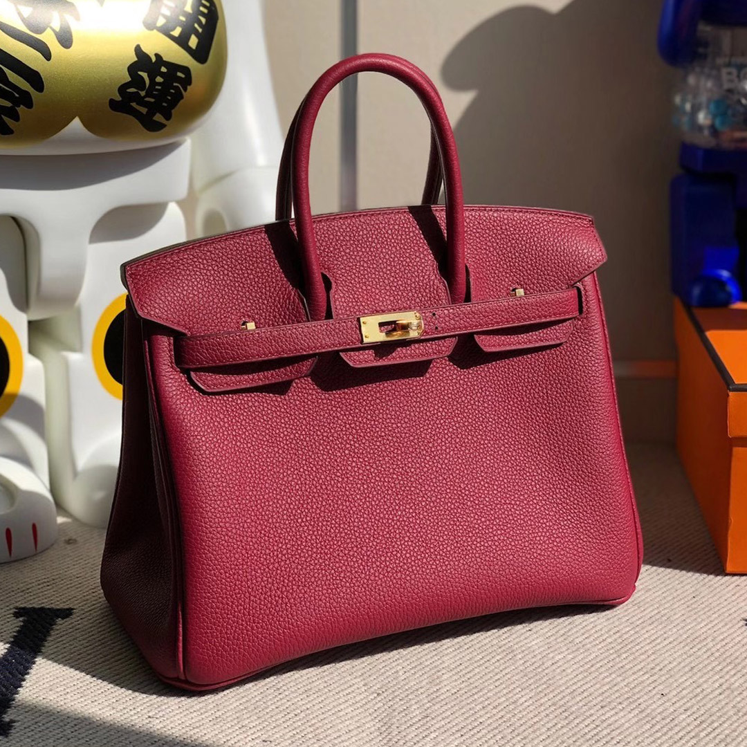 愛馬仕鉑金包定制多少錢 Hermes Birkin 25cm Togo K1 Rouge Grenat 石榴紅