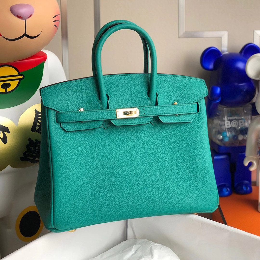 愛馬仕鉑金包定制多少錢 Hermes Birkin 25cm Togo U1 維羅納綠 Vert Verone