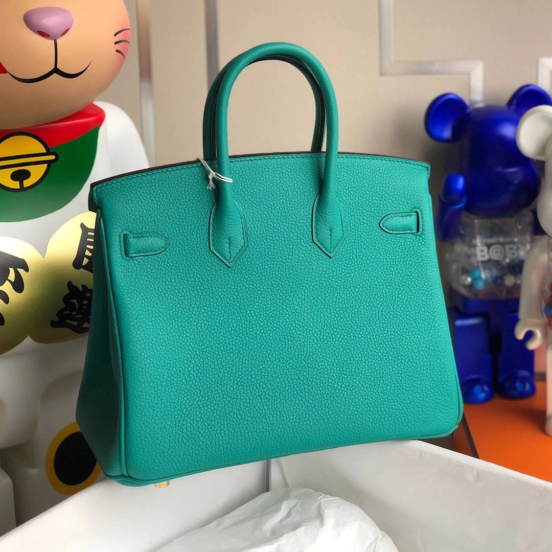 愛馬仕鉑金包定制多少錢 Hermes Birkin 25cm Togo U1 維羅納綠 Vert Verone