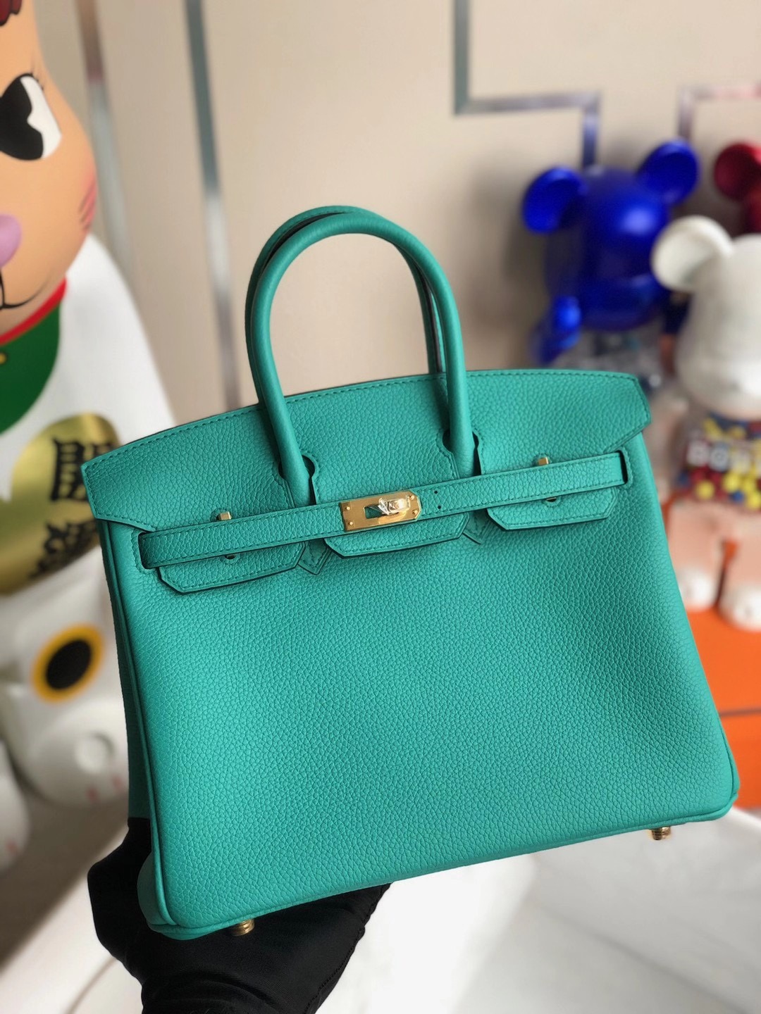 愛馬仕鉑金包定制多少錢 Hermes Birkin 25cm Togo U1 維羅納綠 Vert Verone