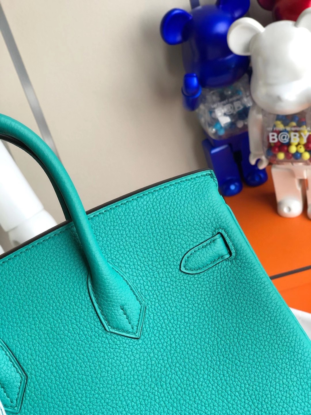 愛馬仕鉑金包定制多少錢 Hermes Birkin 25cm Togo U1 維羅納綠 Vert Verone