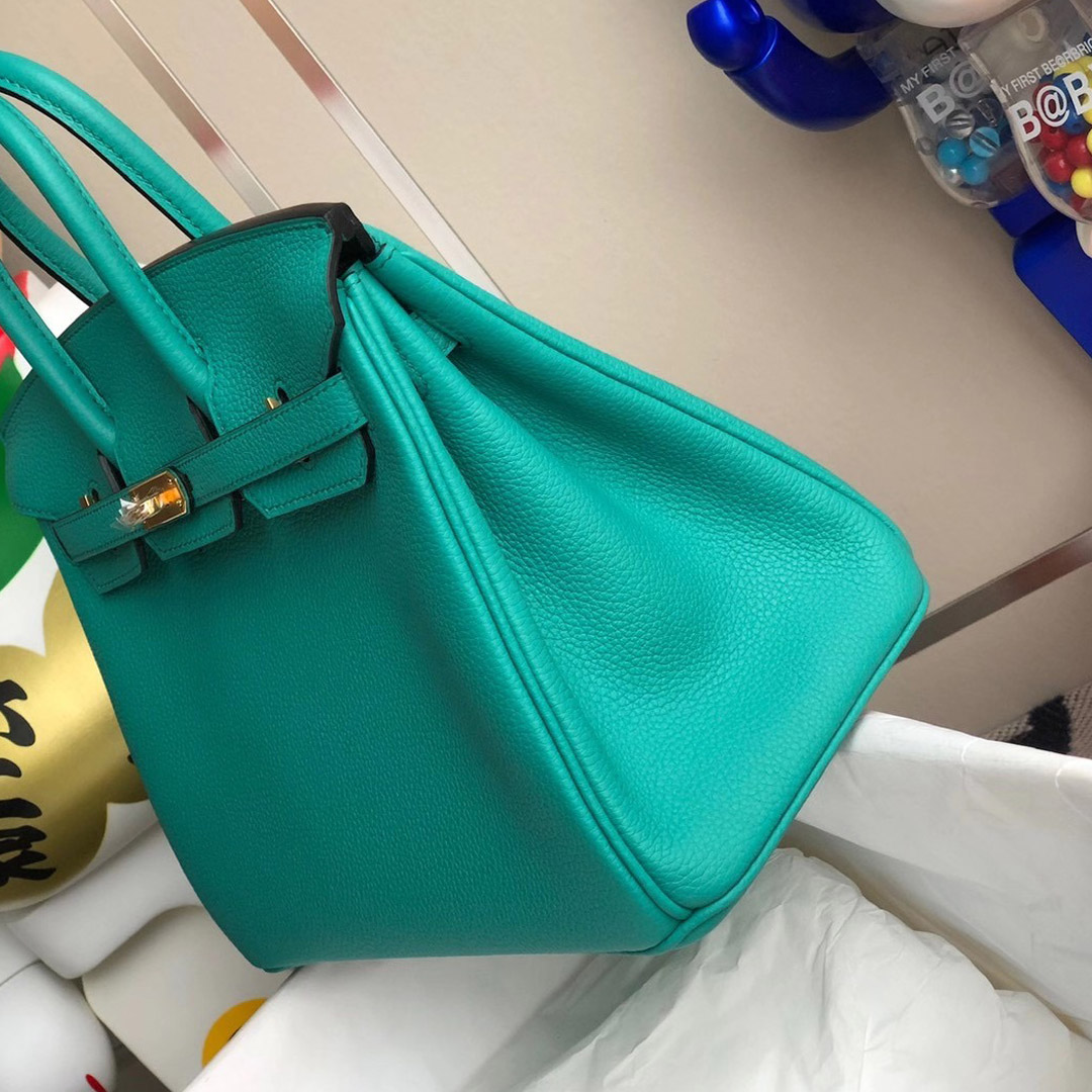 愛馬仕鉑金包定制多少錢 Hermes Birkin 25cm Togo U1 維羅納綠 Vert Verone