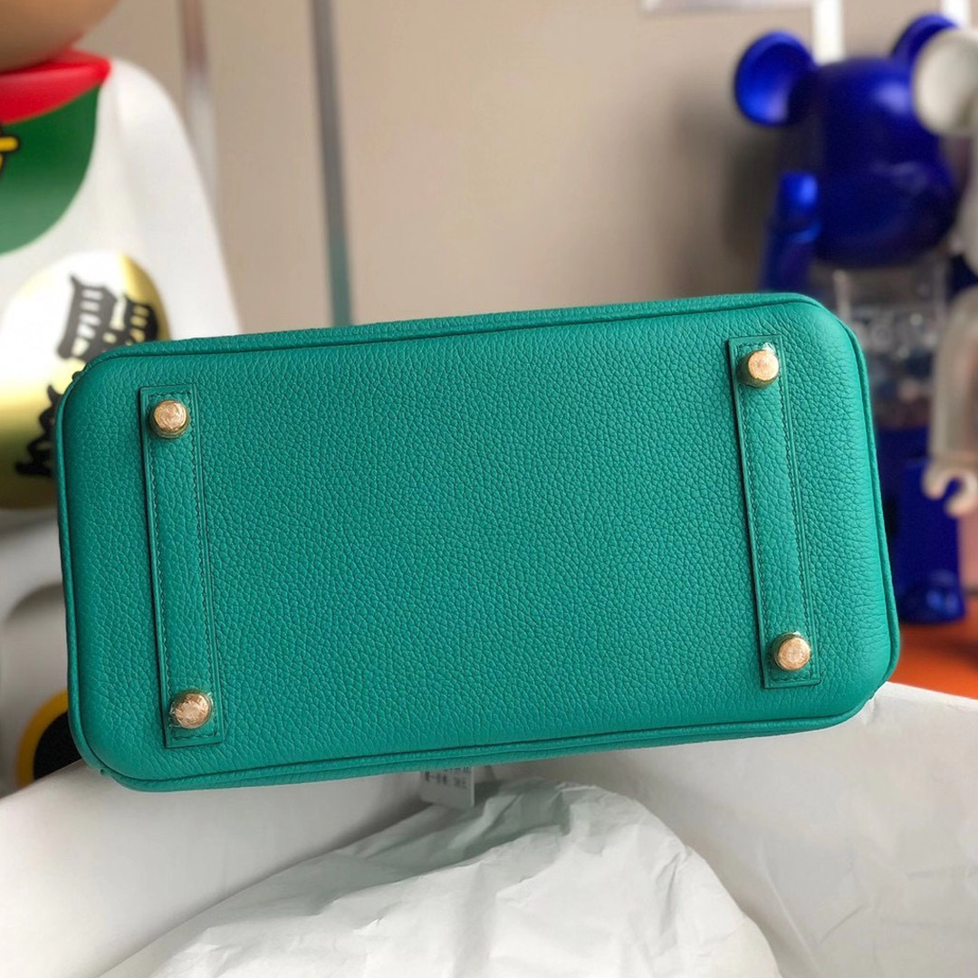 愛馬仕鉑金包定制多少錢 Hermes Birkin 25cm Togo U1 維羅納綠 Vert Verone