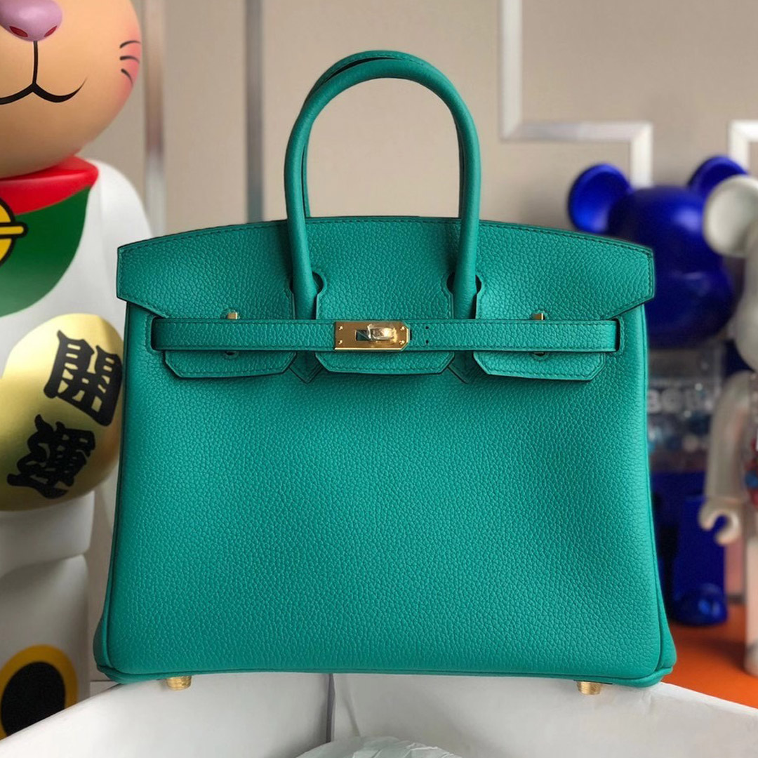 愛馬仕鉑金包定制多少錢 Hermes Birkin 25cm Togo U1 維羅納綠 Vert Verone