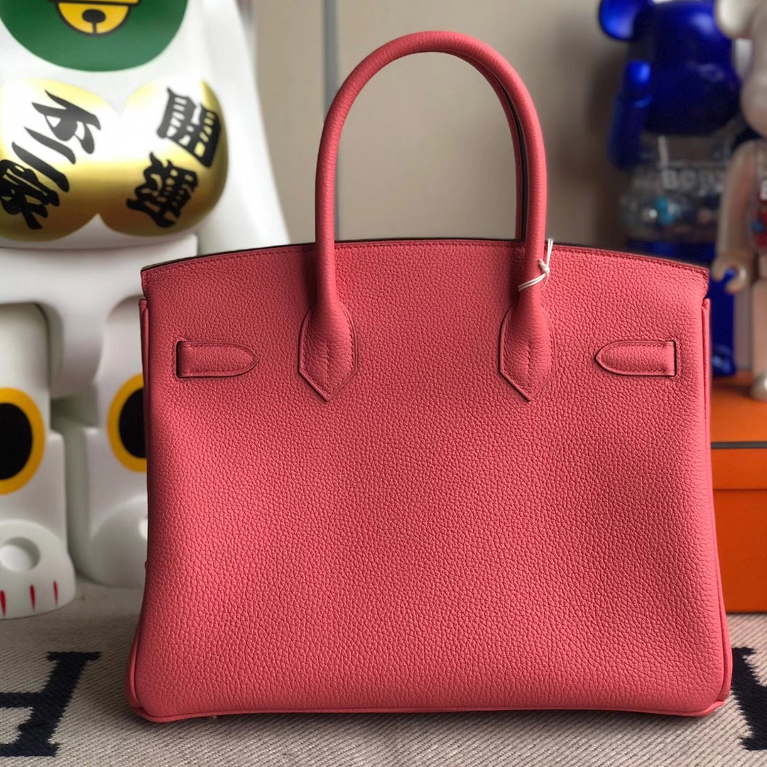 愛馬仕鉑金包多少錢 Hermes Birkin 30cm Togo U5 Rose Lipstick 唇膏粉 全手工蜜蠟線縫制