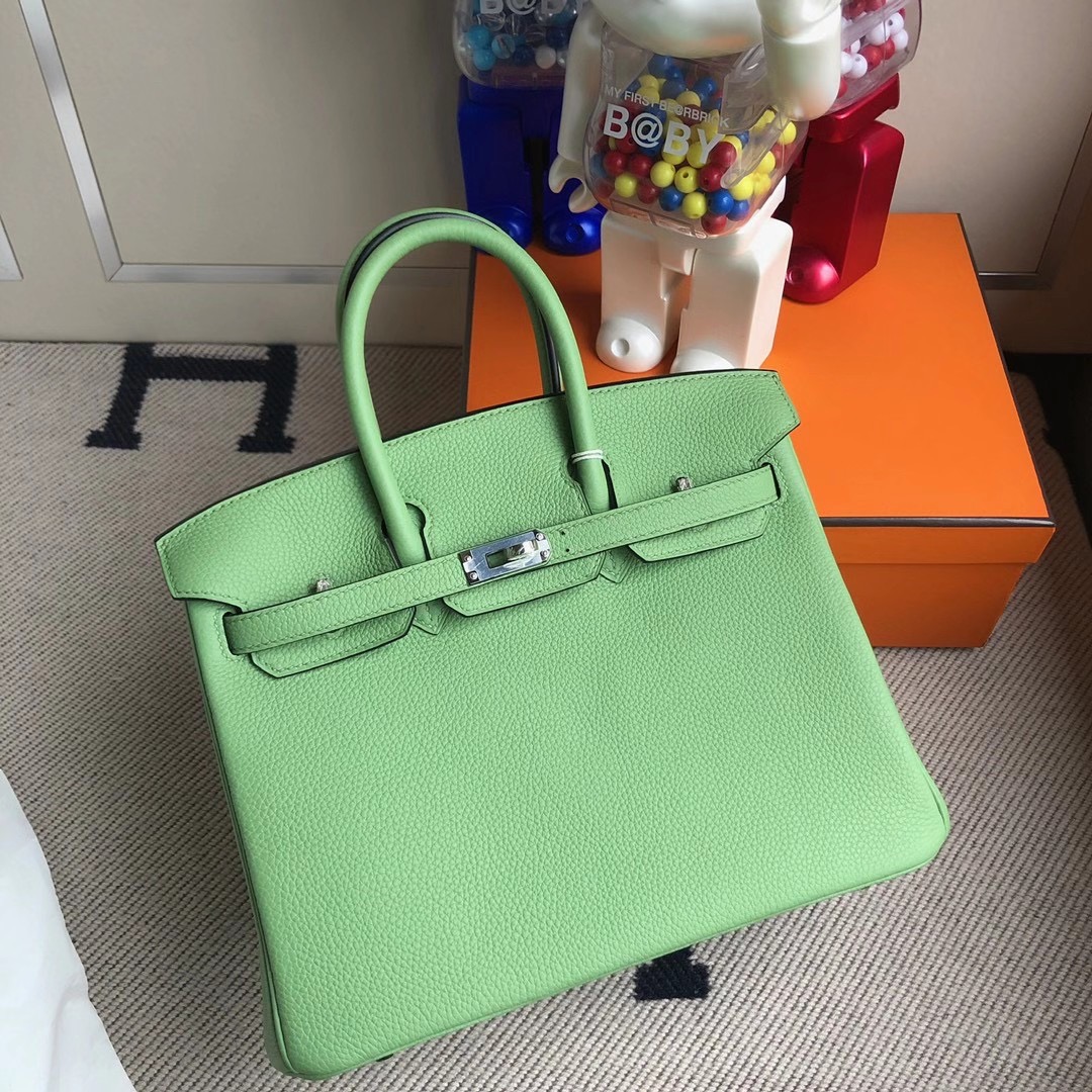 愛馬仕鉑金包定制多少錢 Hermes Birkin 25cm Togo 3I 牛油果綠 Vert Criquet 蟋蟀綠