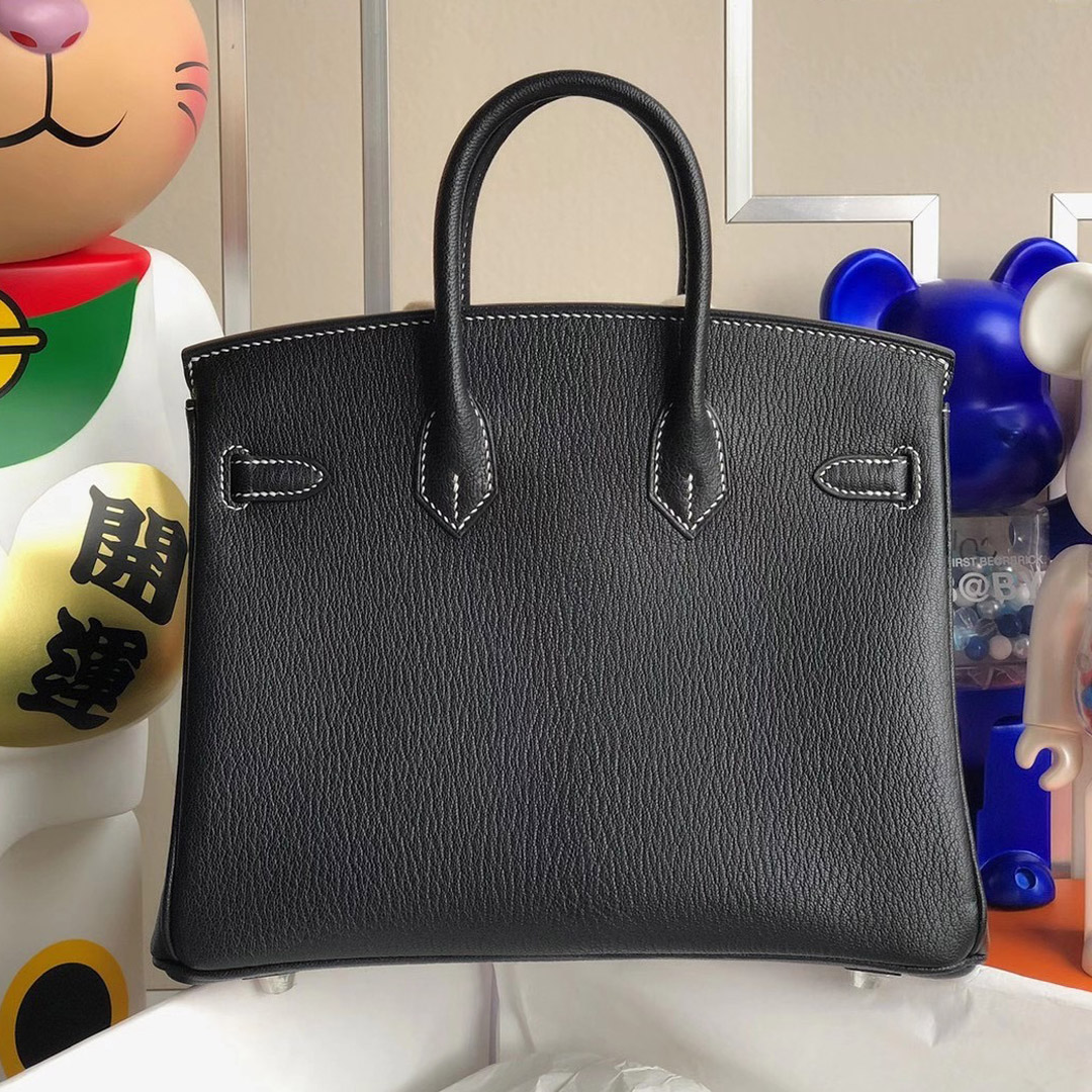 Hermes Birkin 25cm Chevre 山羊皮 89 Noir 黑色拼 9D Jaune Amber 琥珀黃 馬蹄印