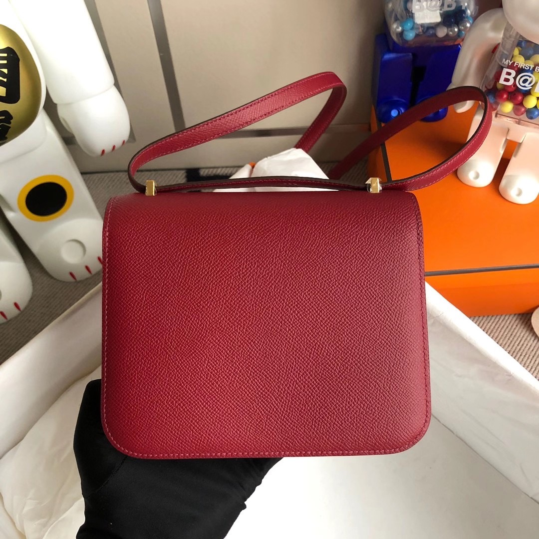 Hermes Mini Constance Epsom K1 Rouge Grenat 石榴紅拼T5 蜜桃粉 Rose Jaipur