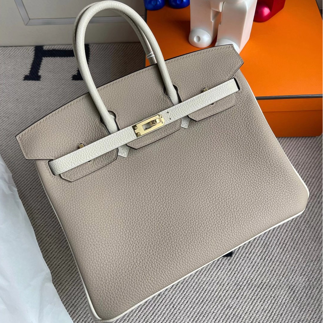 Hermes Birkin 25cm Togo M8 Griss Asphalte 瀝青灰 10 Craie 奶昔白