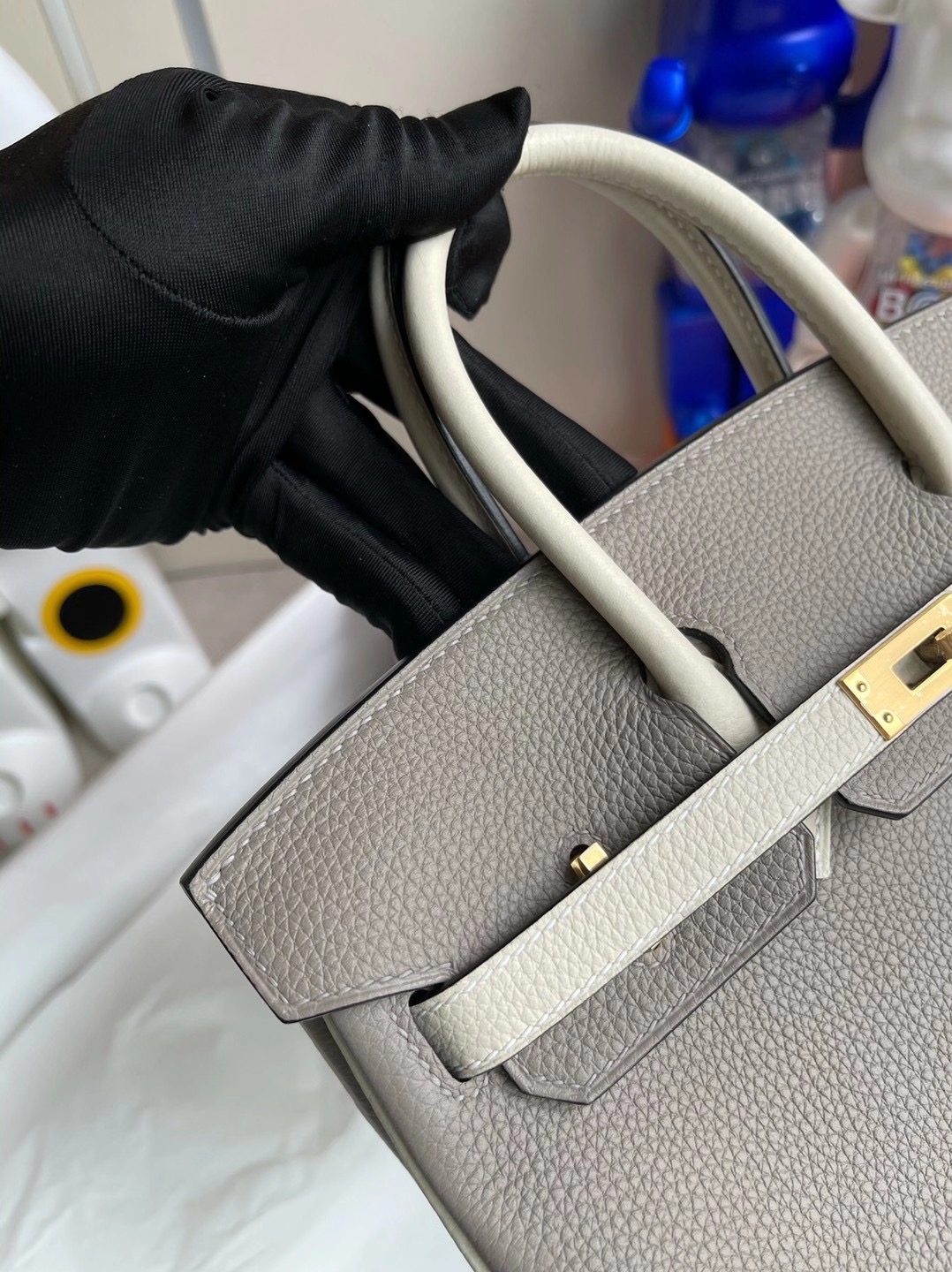 Hermes Birkin 25cm Togo M8 Griss Asphalte 瀝青灰 10 Craie 奶昔白