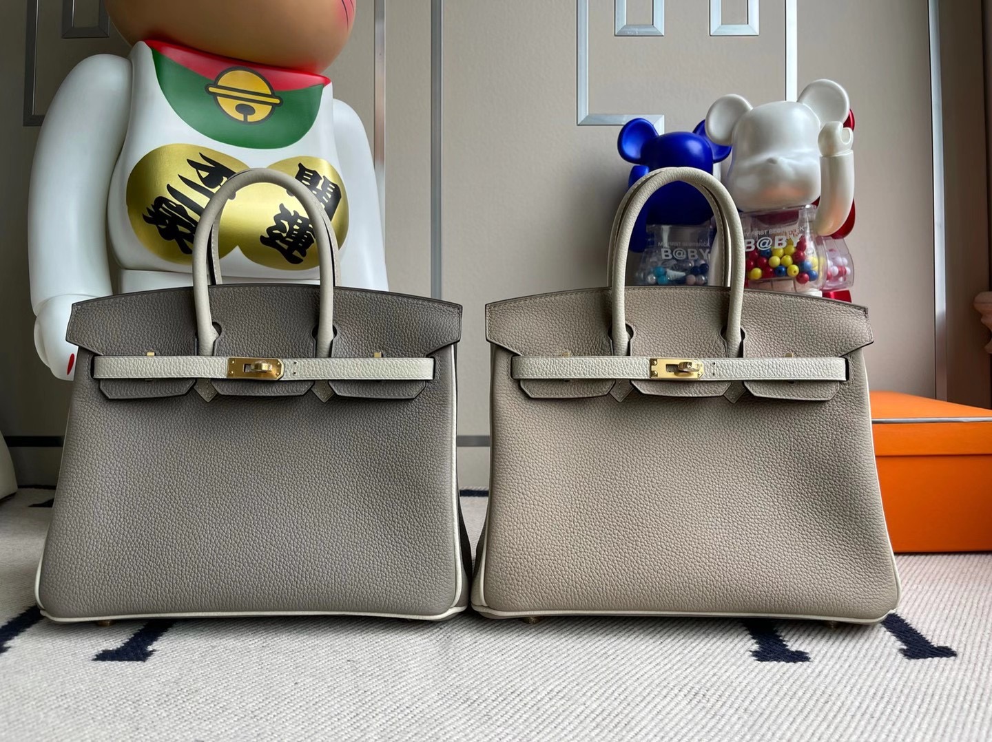 臺灣桃園市大園區 Hermes Birkin 25cm HSS Togo 18 etoupe 大象灰 10 Craie 奶昔白