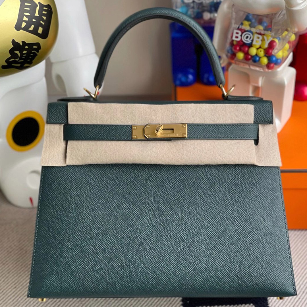 愛馬仕凱莉包28專櫃多少錢 Hermes Kelly 28cm Epsom 6O 松柏綠 Vert Cypres