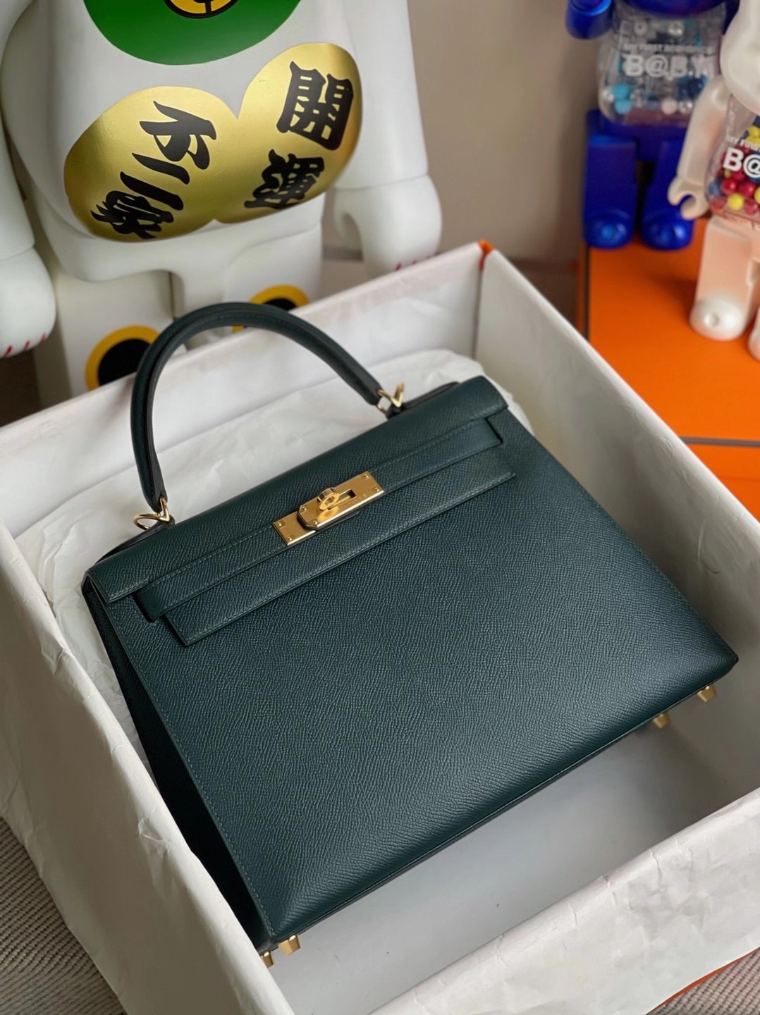 愛馬仕凱莉包28專櫃多少錢 Hermes Kelly 28cm Epsom 6O 松柏綠 Vert Cypres