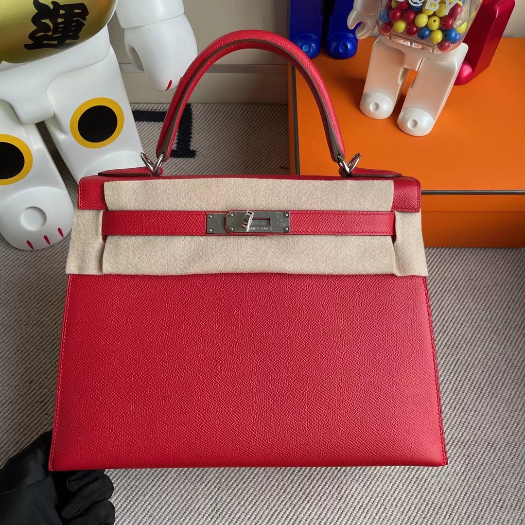 Hong Kong South Hermes Kelly 28cm Q5 Rose casaque 國旗紅