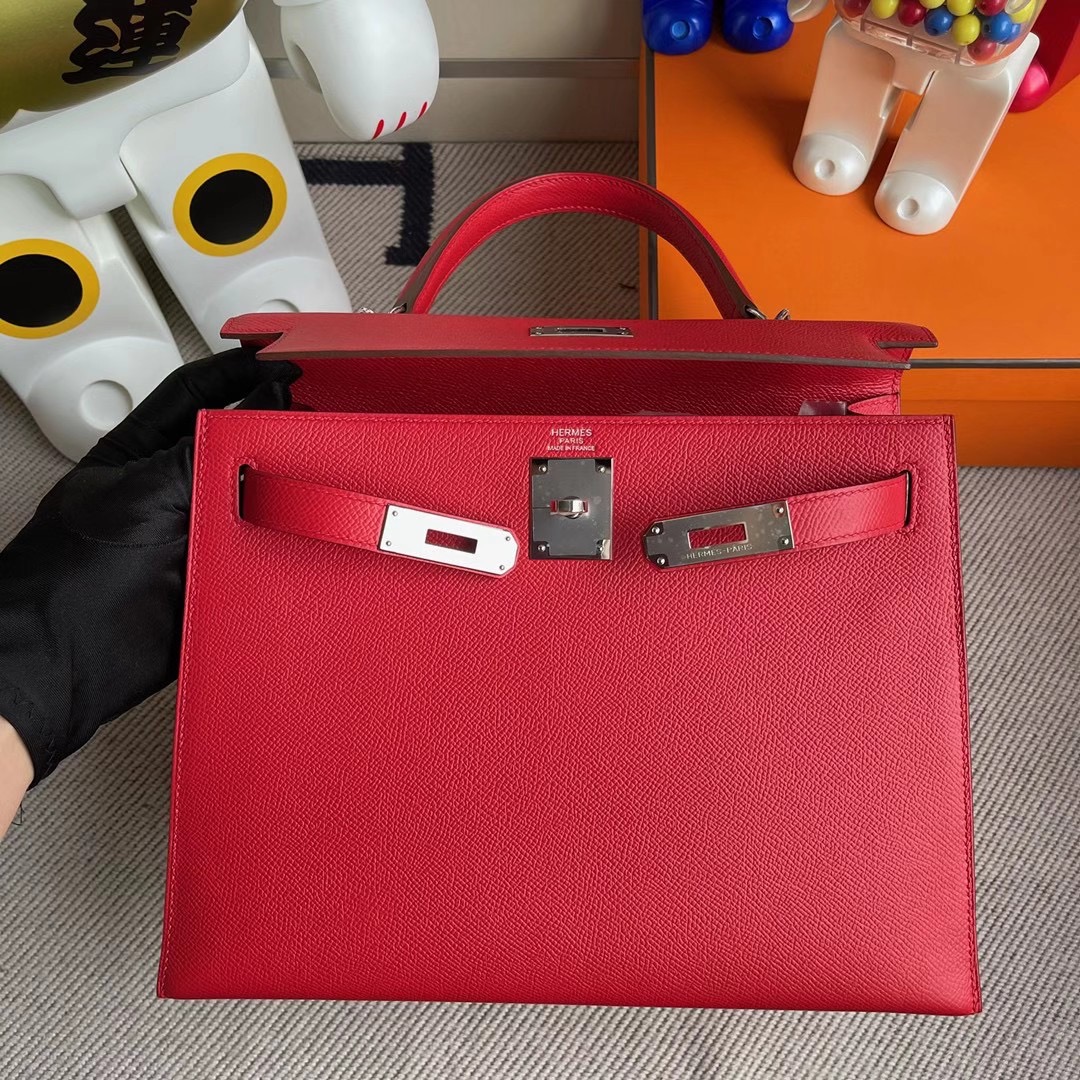 Hong Kong South Hermes Kelly 28cm Q5 Rose casaque 國旗紅