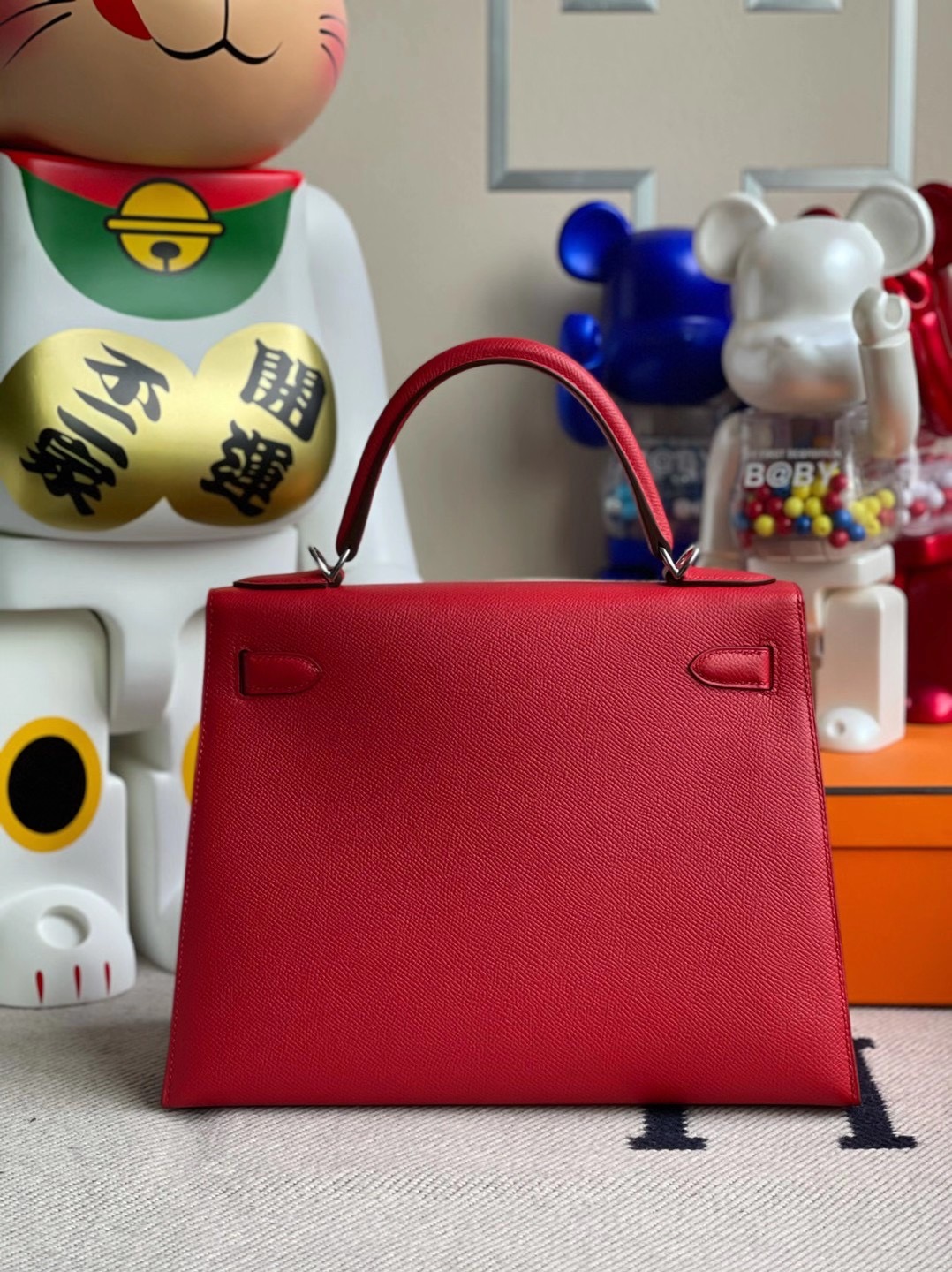 Hong Kong South Hermes Kelly 28cm Q5 Rose casaque 國旗紅