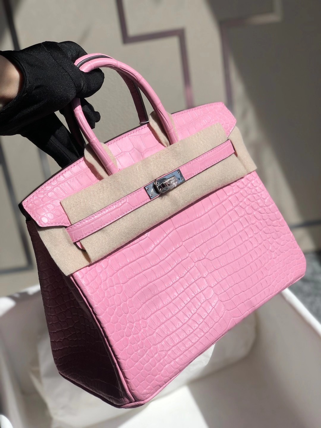 Hong Kong South Hermes Birkin 25 Matte Porosus Crocodile 5P bubblegum pink 櫻花粉