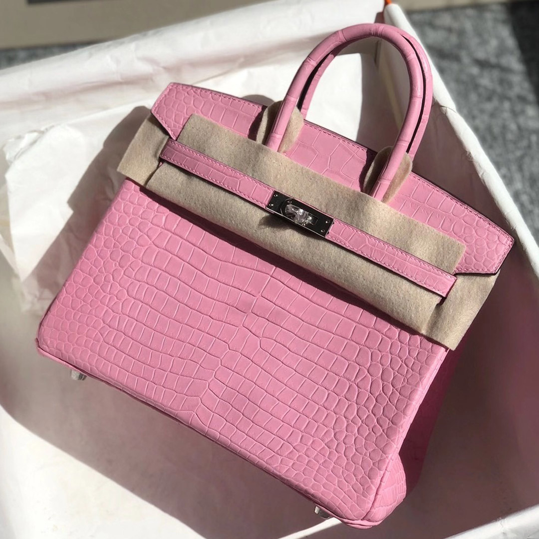 Hong Kong South Hermes Birkin 25 Matte Porosus Crocodile 5P bubblegum pink 櫻花粉