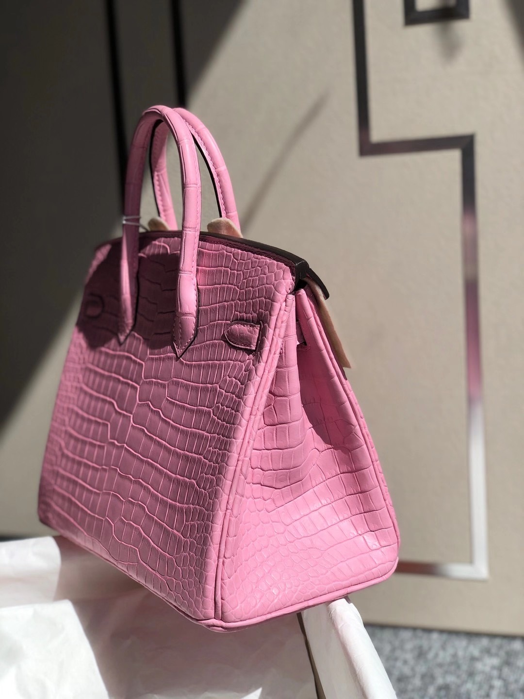 Hong Kong South Hermes Birkin 25 Matte Porosus Crocodile 5P bubblegum pink 櫻花粉