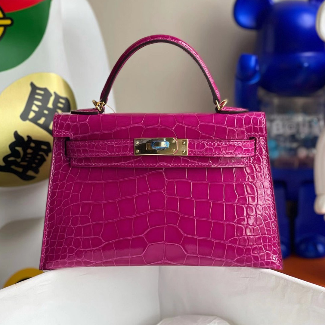 Hermes Birkin 30 Handbag CC67 Vert Fonce And J5 Rose Scheherazade Shiny  Alligator GHW