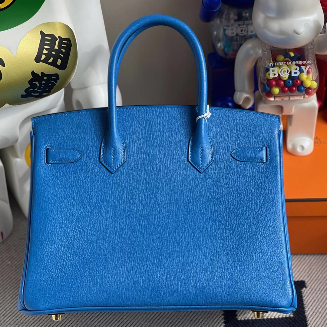 Hong Kong Hermes Birkin 30cm Chevre 7T Blue Electric 電光藍 內拼 Q5 Rose casaque