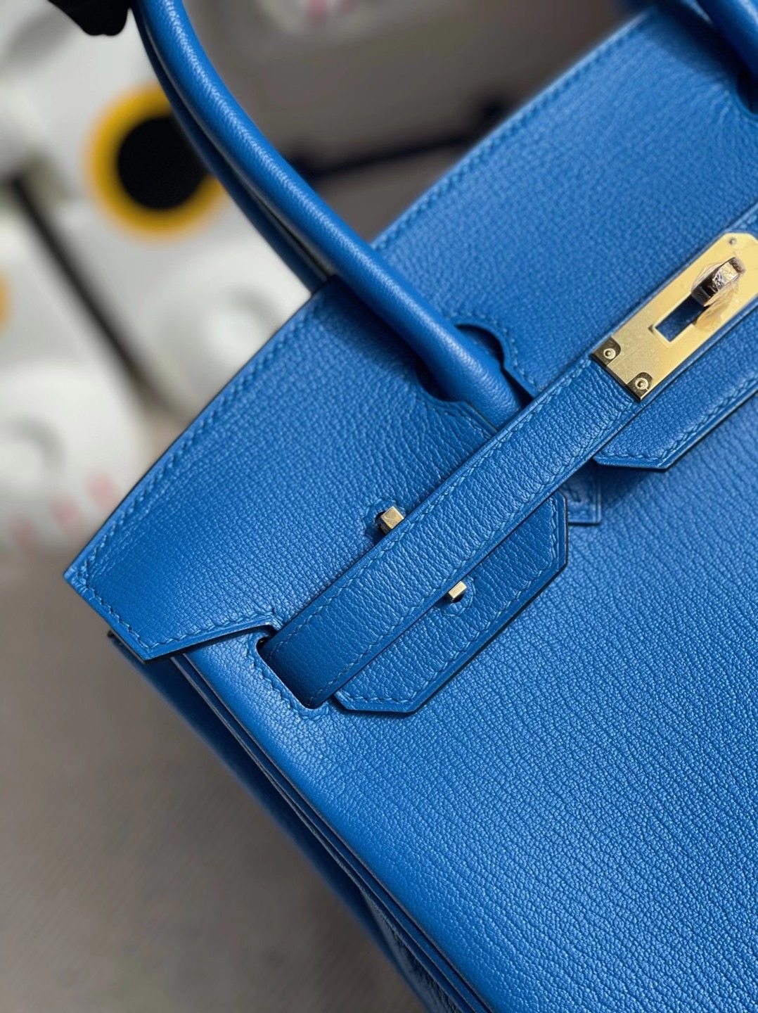 Hong Kong Hermes Birkin 30cm Chevre 7T Blue Electric 電光藍 內拼 Q5 Rose casaque