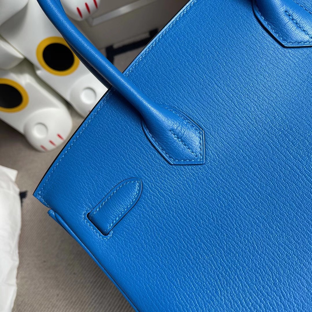 Hong Kong Hermes Birkin 30cm Chevre 7T Blue Electric 電光藍 內拼 Q5 Rose casaque