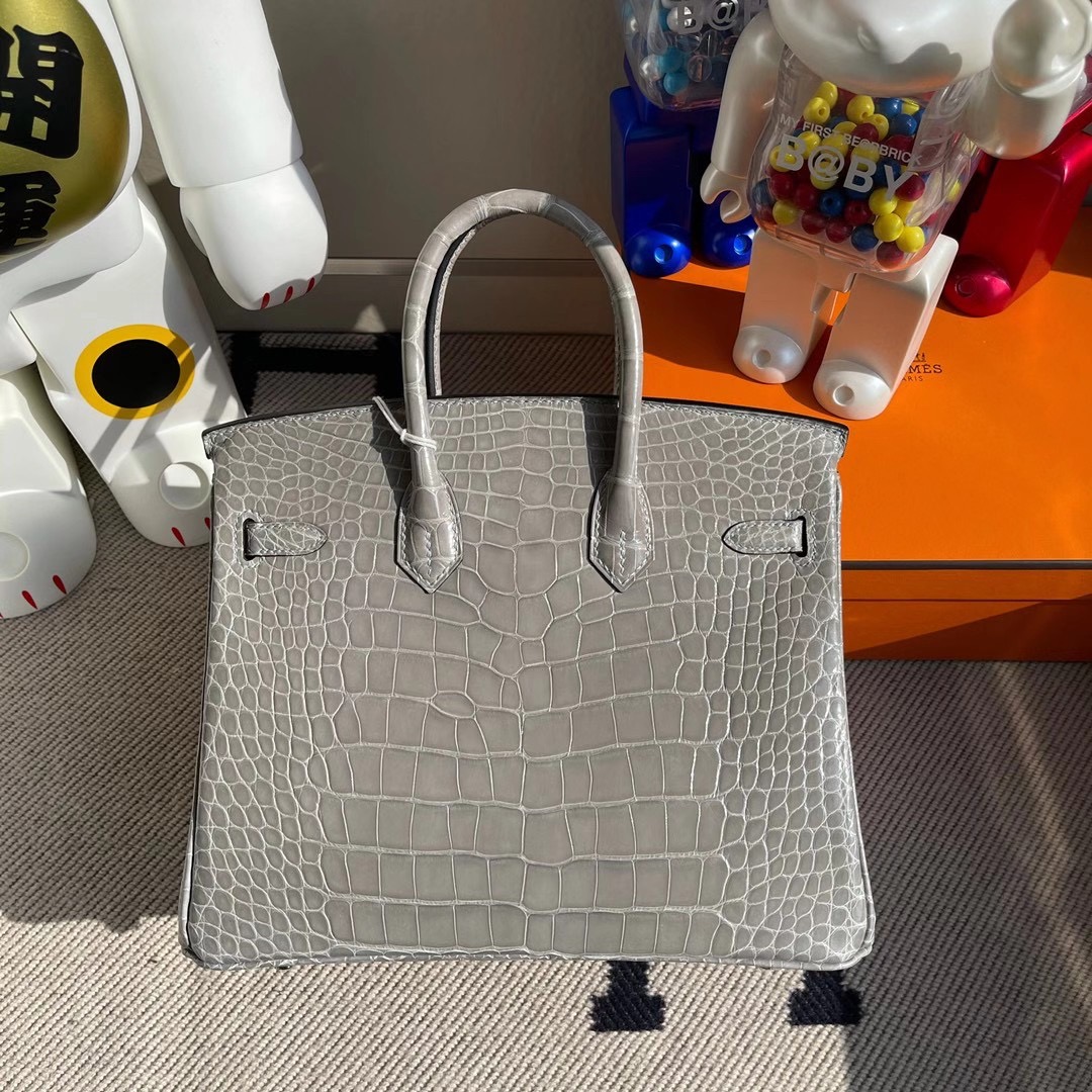 愛馬仕鉑金包價格及圖片 Hermes Birkin 25cm 95 Braise M8 Griss Asphalte 美洲鱷魚